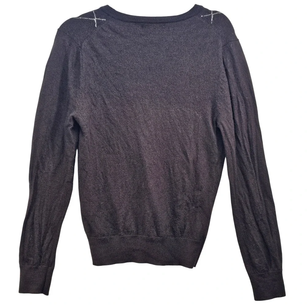 Merona Mens Brown 100% Merino Wool Argyle V-Neck Sweater Size M‎ F16750986